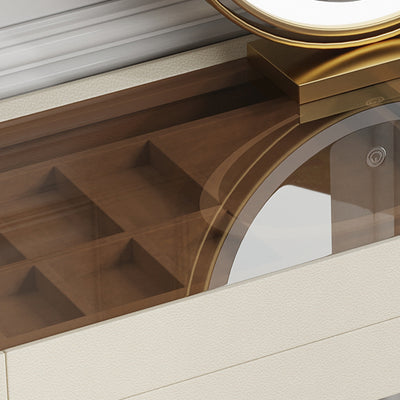 ドレッサー/アクリル脚 ガラス天板テーブルの細部画像 安心1年間品質保証